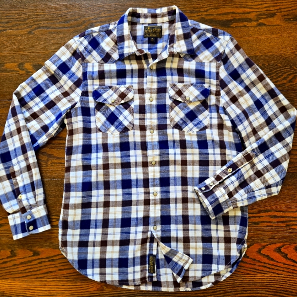 Lucky Brand Womens Flannel Snap Front Shirt EUC Medium